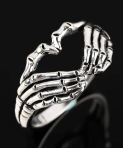 Skeleton Hands Heart Shaped Ring