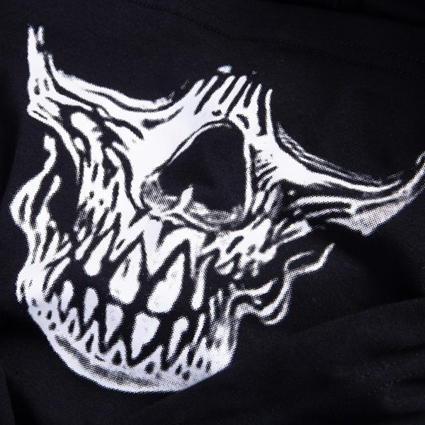 Skull Black Cropped Hoodie Details 2