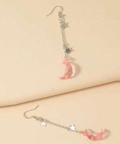 Transparent Moon Silver Stars Earrings 3