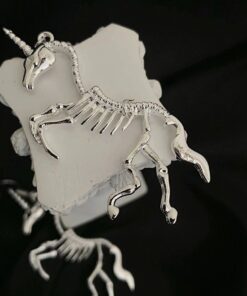 Unicorn Skeleton Silver Drop Earrings 3