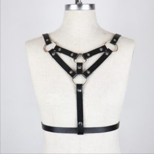 Vegan Leather Harness with Metal Rings Full