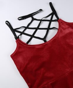 Velvet Pentagram Mini Dress Red Details