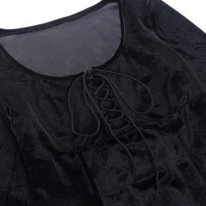 Black Velvet Pink Trim Dress Details 2