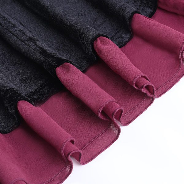 Black Velvet Pink Trim Dress Details 6