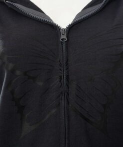 Butterfly Zip Up Hoodie with Horns Details 2