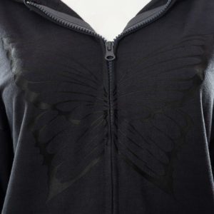 Butterfly Zip Up Hoodie with Horns Details 2