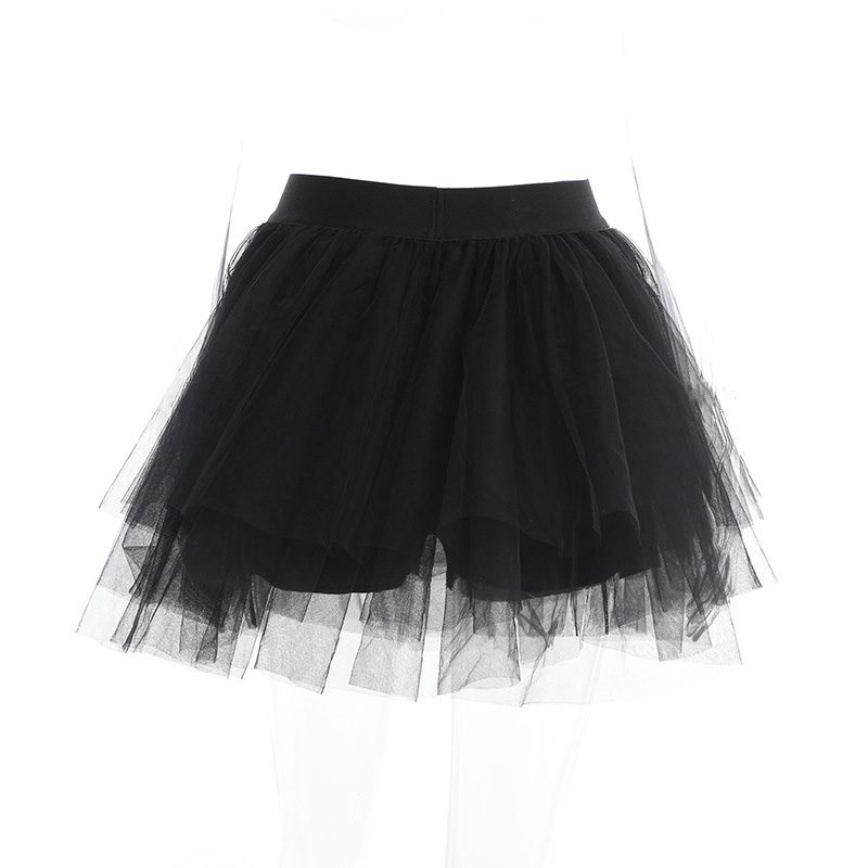 High Waist Black Mesh Mini Skirt