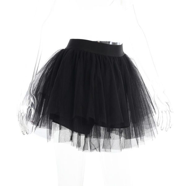 High Waist Black Mesh Mini Skirt Full Side