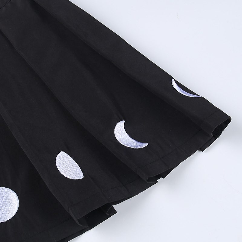 Lunar Phase Pleated Mini Skirt