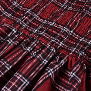 Puff Sleeve Corset Plaid Mini Dress Details 7