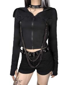Turtleneck Crop Top with Chains 3