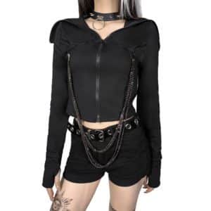 Turtleneck Crop Top with Chains 3
