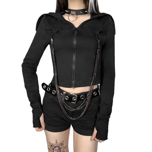 Turtleneck Crop Top with Chains 4