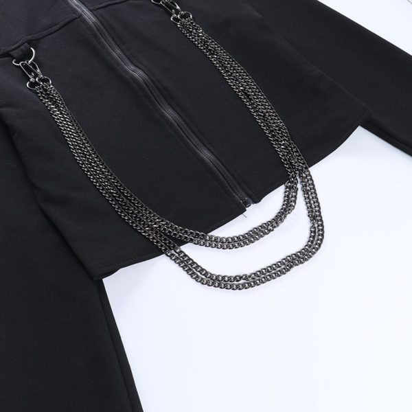 Turtleneck Crop Top with Chains Details 4