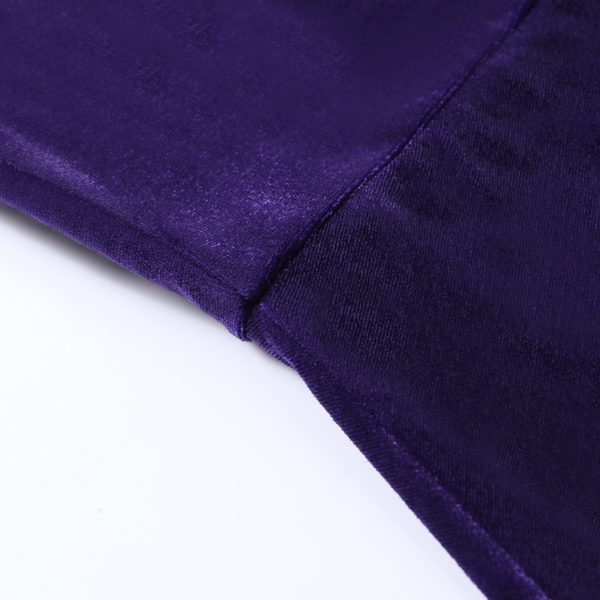 Velvet Lace Trim Halter Mini Dress Purple Details 5