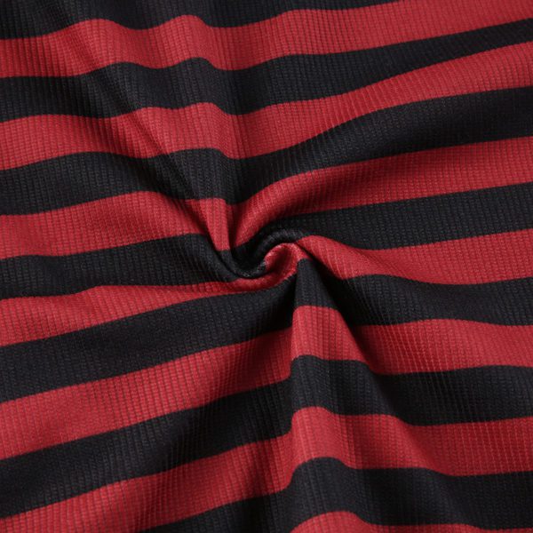 Black Red Stripped Turtleneck Crop Top Details 5