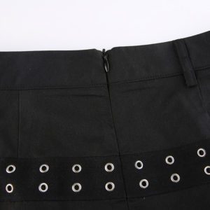 High Waist Eyelet Pleated Mini Skirt Details 2