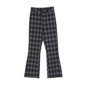 High Waist Plaid Flare Pants Full Front