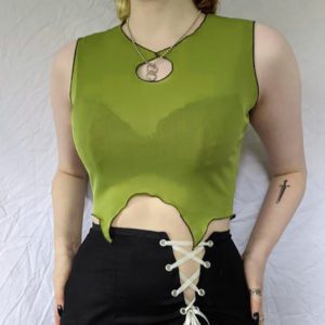 Hollow Out Cropped Tank Top Green