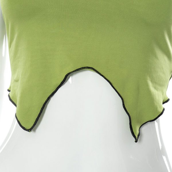 Hollow Out Cropped Tank Top Green Details 3