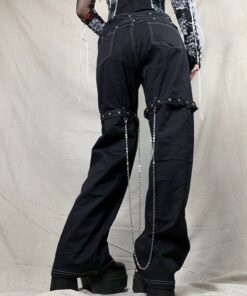 Low Raise Cargo Pants with Leg Chains 3