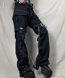 Low Raise Cargo Pants with Leg Chains 4