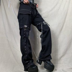 Low Raise Cargo Pants with Leg Chains 4