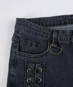 Low Waist Lace up Boot Cut Pants Details 2