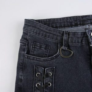 Low Waist Lace up Boot Cut Pants Details 2