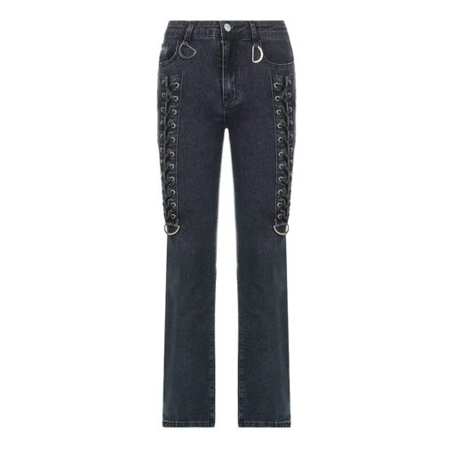 Low Waist Lace up Boot Cut Pants Full Front