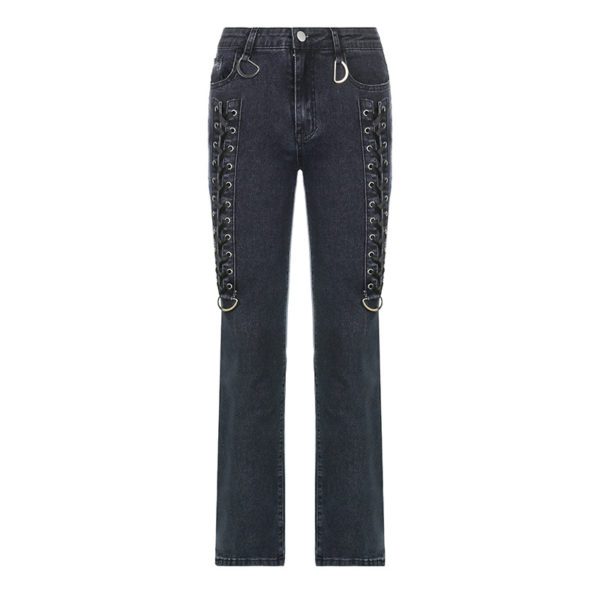 Low Waist Lace up Boot Cut Pants Full Front