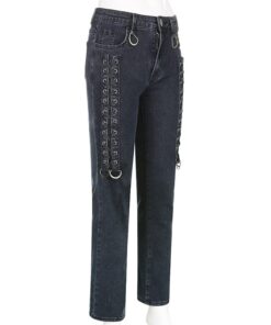 Low Waist Lace up Boot Cut Pants Full Side