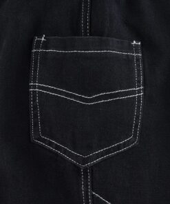 Low Waist Patchwork Black Jeans Details 3