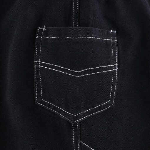 Low Waist Patchwork Black Jeans Details 3