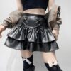 Vegan Leather Pleated Lace-up Mini Skirt
