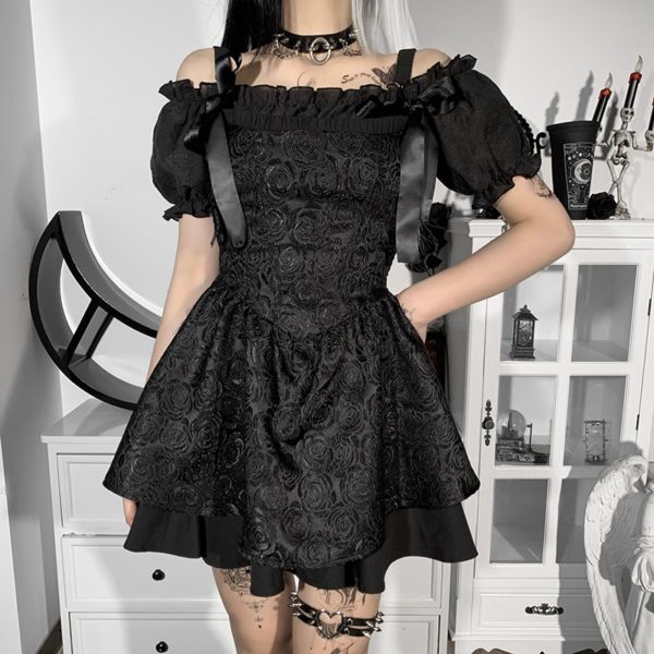 Black Roses Slim Dress