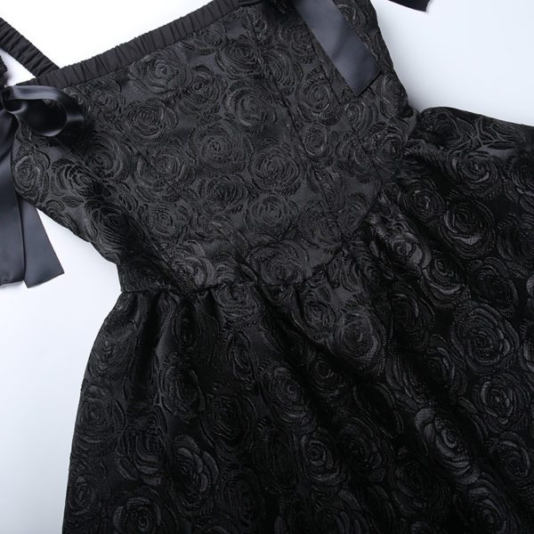 Black Roses Slim Dress Details 3