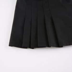 Double Buckle Belt Pleated Micro Skirt Details 2