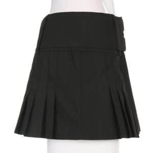 Double Buckle Belt Pleated Micro Skirt Full Side 2
