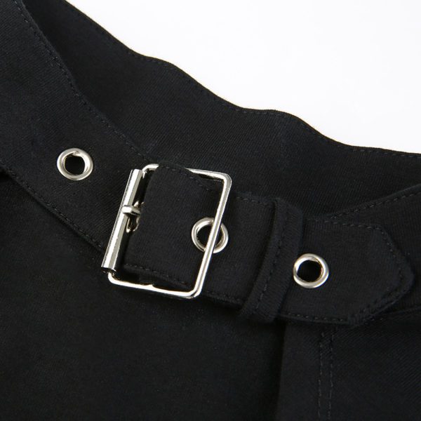 Long Sleeve Buckle Neck Crop Top Details 2