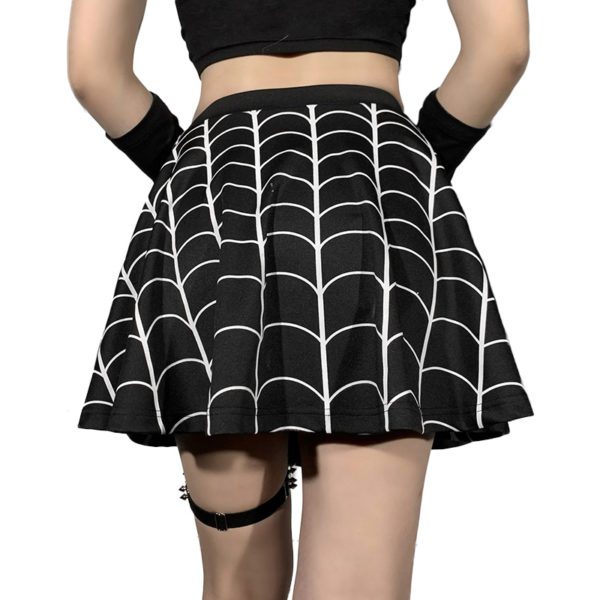 Spider Web Print Mini Skirt 3
