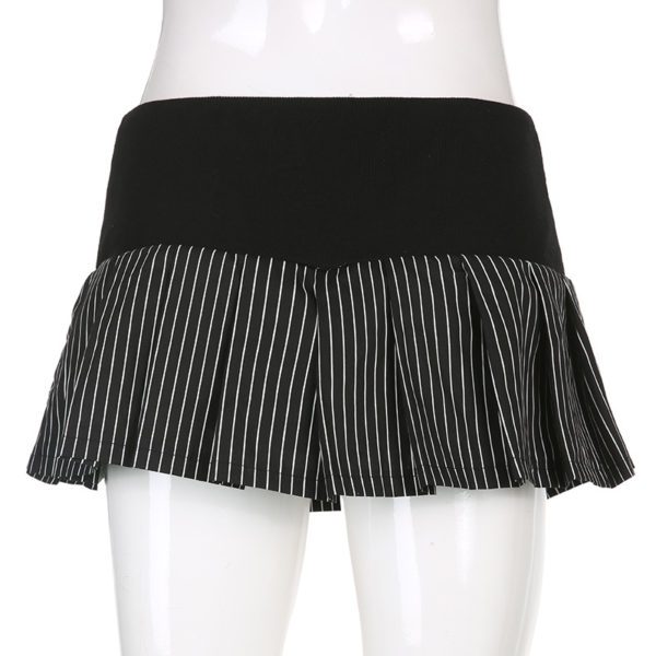 Striped Micro Skirt with Zippers Full Back