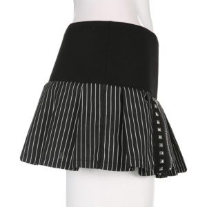 Striped Micro Skirt with Zippers Full Side 2