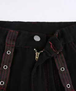 Wide Leg Cargo Pants with Suspenders Details 3