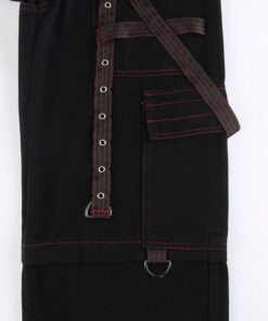 Wide Leg Cargo Pants with Suspenders Details 4