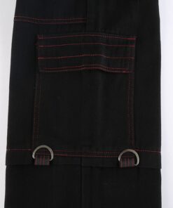 Wide Leg Cargo Pants with Suspenders Details 7