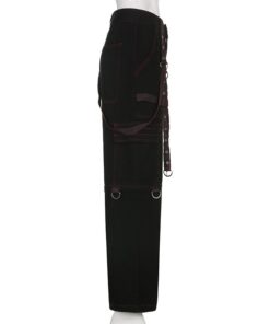 Wide Leg Cargo Pants with Suspenders Full Side 2