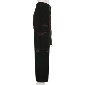 Wide Leg Cargo Pants with Suspenders Full Side 2