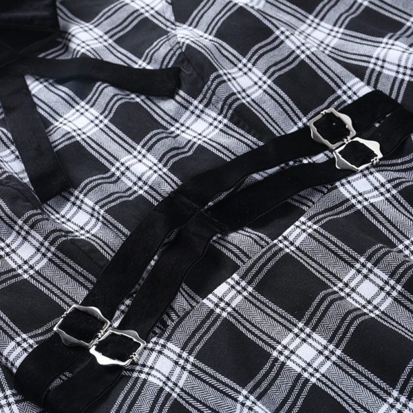 Black Label Plaid Mini Dress with Bow Details 2