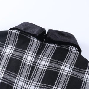Black Label Plaid Mini Dress with Bow Details 4